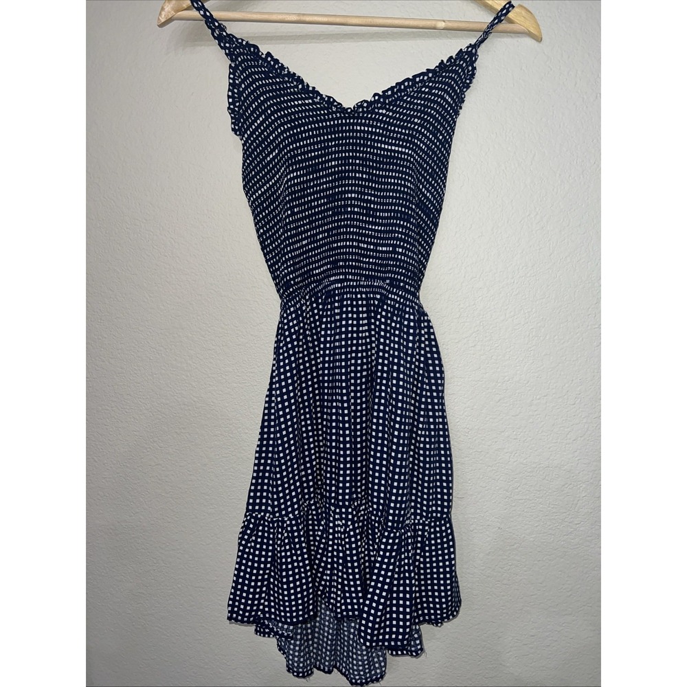 Ocean Drive Dress BLUE/WHITE CHECKERED Cut Out MEDIUM